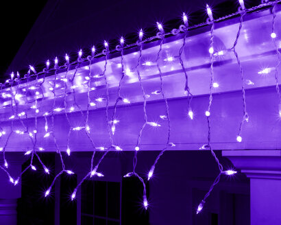 Светодиодная гирлянда бахрома Фиолетовая 6 x 0,6м Мерцающая