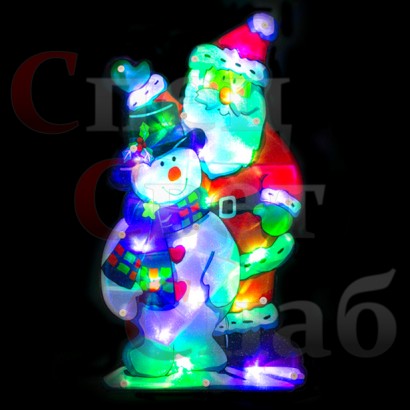 Светодиодное панно"Дед Мороз и Снеговичок" 24 х 45 см  