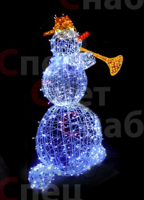 Фигура "Снеговик светодиодный с трубой". 1,6*0,9*0,85 м