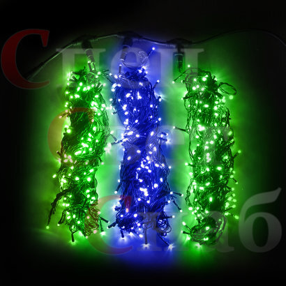 Гирлянда Клип лайт "Спайдер-Супер" сине-зеленый 3 х 20 м Постоянное свечение