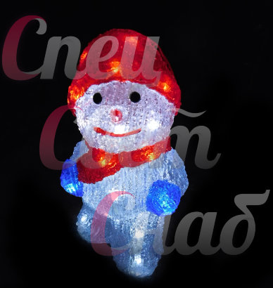 Светодиодная фигура "Снеговик в рукавичках" 26см Новинка