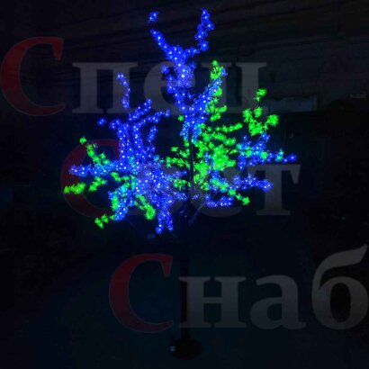 Уличное световое дерево "Сакура Ханами" сине-зеленая дымка 3м